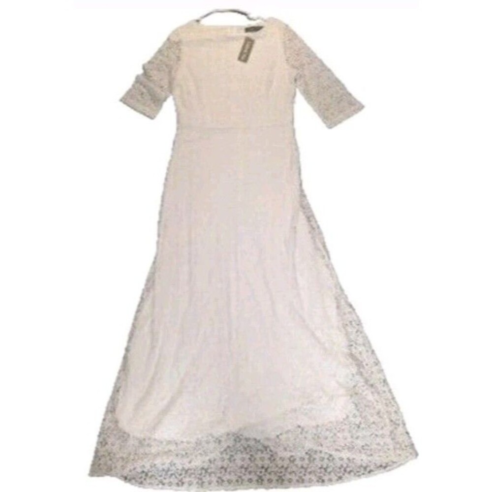 Lookbook Women’s Maxi Dress Size 12 Ivory 3/4 Sleeve Lace NEW with Tags